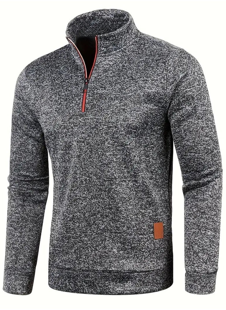 NIBEMINENT Autumn And Winter Men's Neckline Zipper Sweater Sleeve Light Fleece Stylish Top Sweater Coat  - Image 2