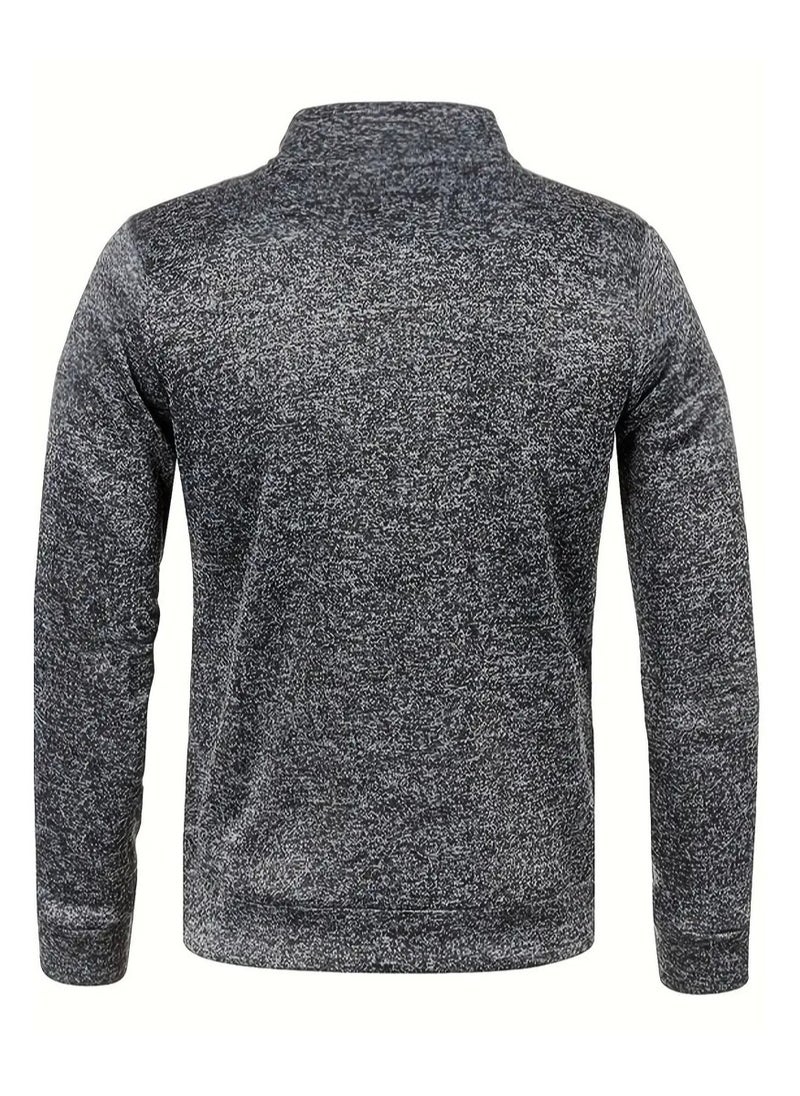 NIBEMINENT Autumn And Winter Men's Neckline Zipper Sweater Sleeve Light Fleece Stylish Top Sweater Coat  - Image 3