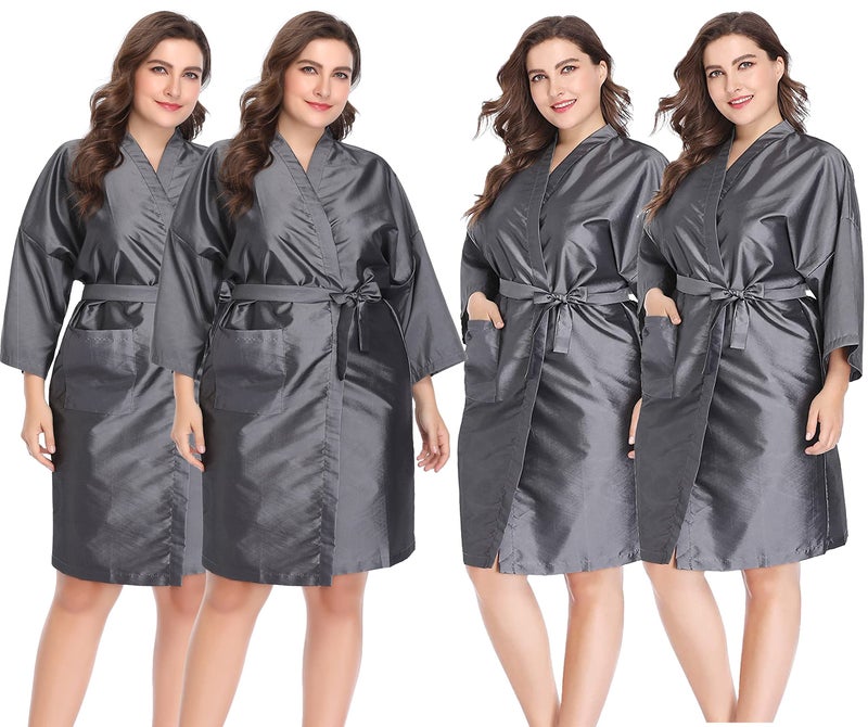 PERFEHAIR Salon Client Gown Cape, Pack of 4, Hairdressing Robes Smock for Hair Stylist to Hair Cutting, Hair Coloring, Makeup-Grey - Image 1