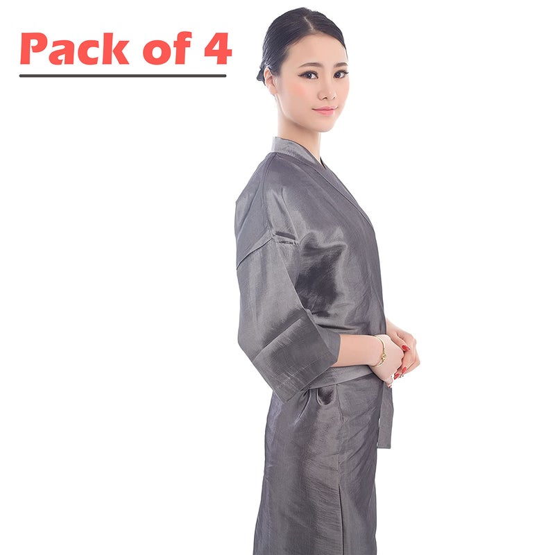 PERFEHAIR Salon Client Gown Cape, Pack of 4, Hairdressing Robes Smock for Hair Stylist to Hair Cutting, Hair Coloring, Makeup-Grey - Image 2