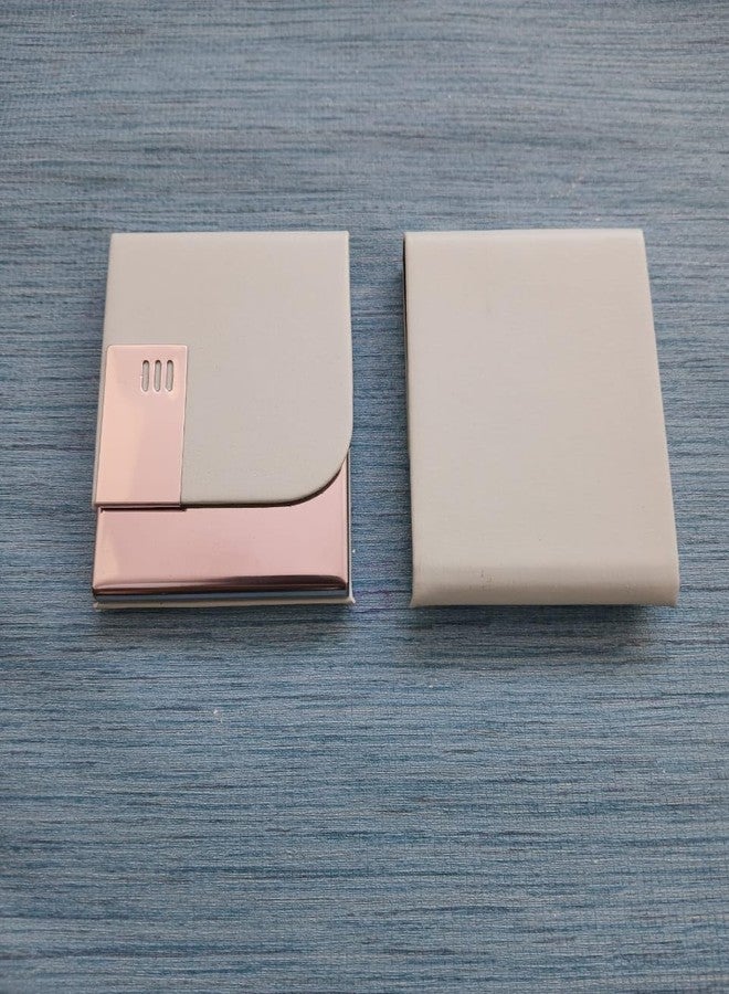 ODIN Professional Business Card Holder, Metal Flip Case, Rose Gold and Silver, Slim Design - Image 1