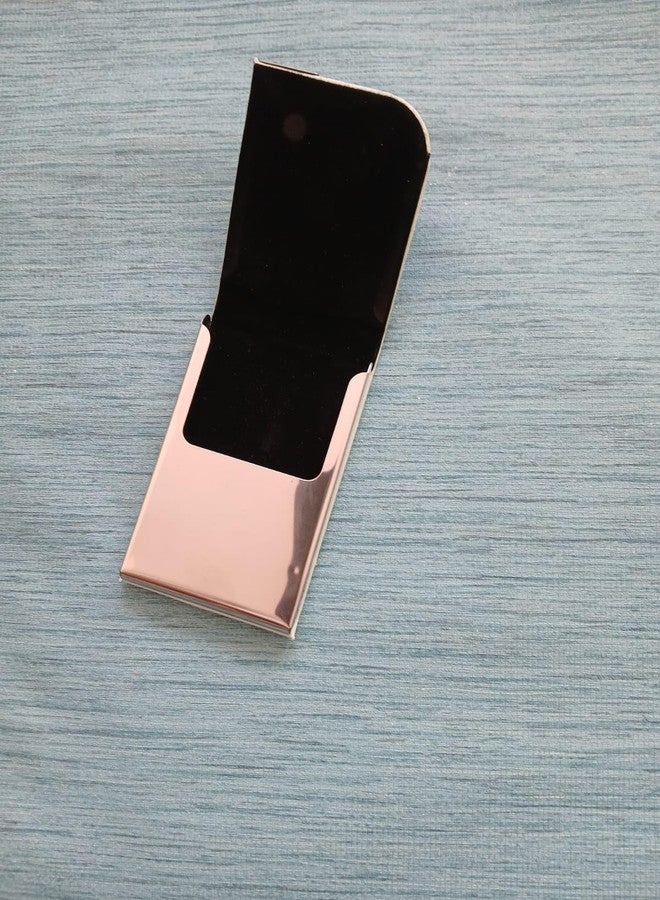 ODIN Professional Business Card Holder, Metal Flip Case, Rose Gold and Silver, Slim Design - Image 3