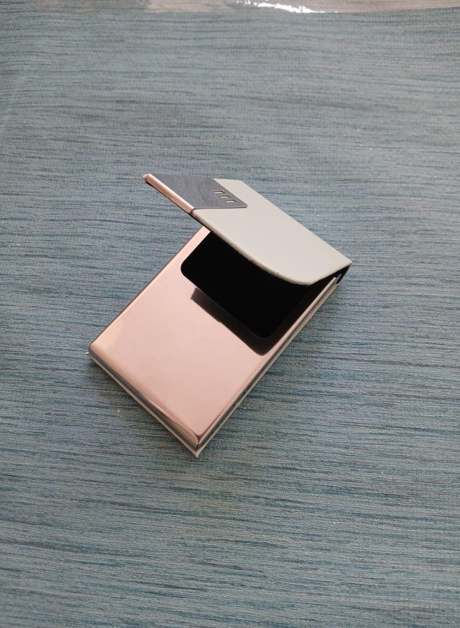 ODIN Professional Business Card Holder, Metal Flip Case, Rose Gold and Silver, Slim Design - Image 4