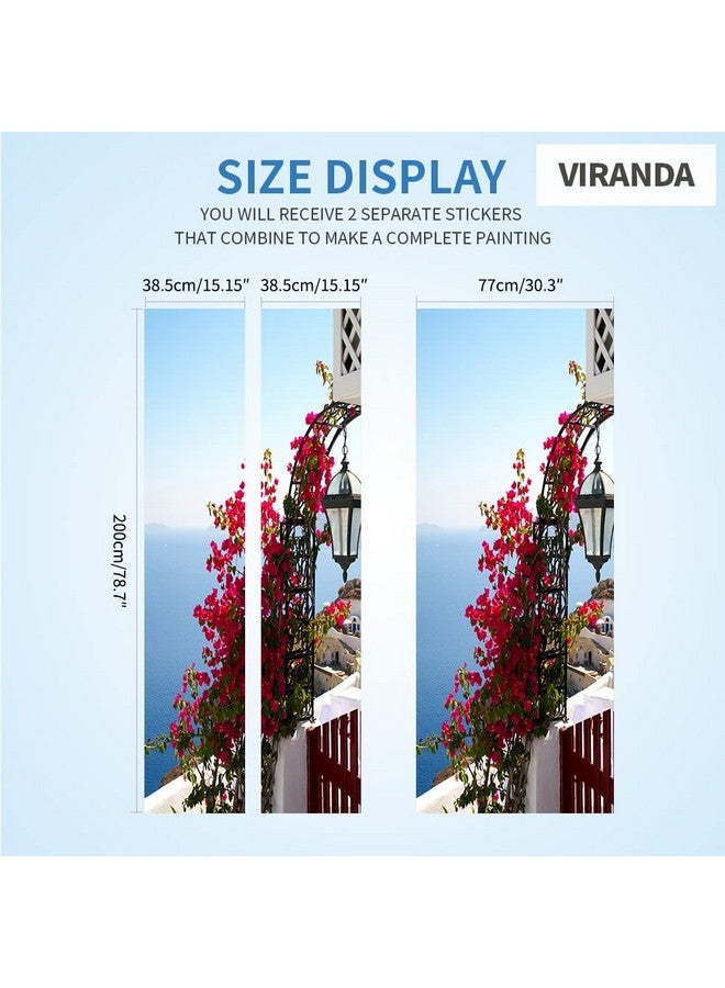 VIRANDA 3D Door Stickers Murals - White Wooden Peel and Stick Wallpaper - PVC Self-Adhesive Decals, Removable Waterproof Poster for Bedroom Living Room Wall Decoration 30.3x78.7 Inch - Image 3