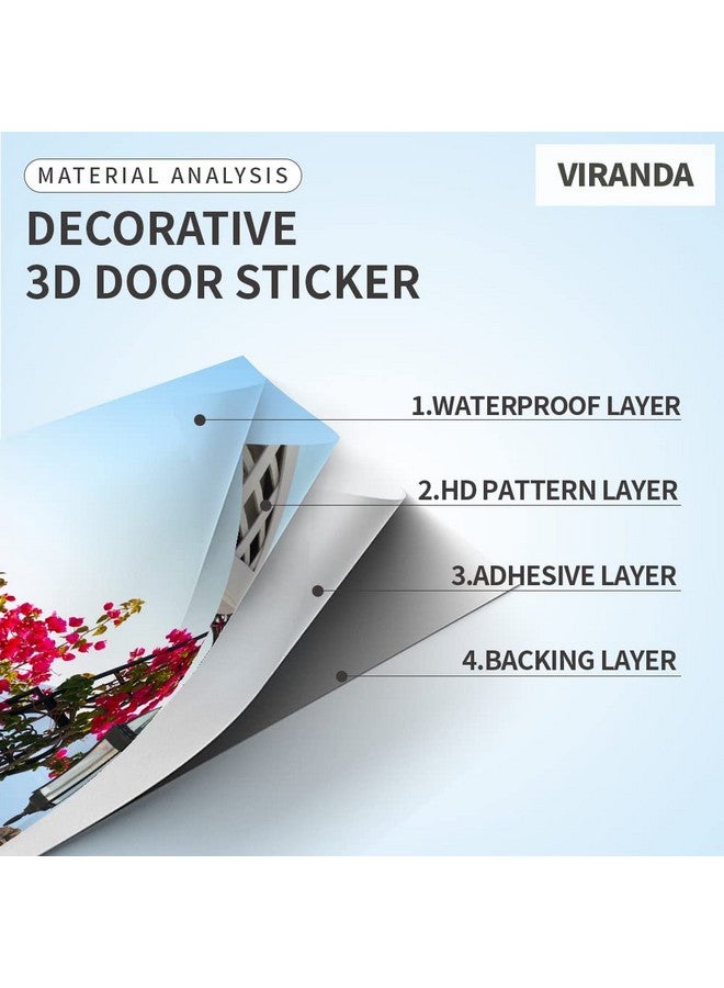 VIRANDA 3D Door Stickers Murals - White Wooden Peel and Stick Wallpaper - PVC Self-Adhesive Decals, Removable Waterproof Poster for Bedroom Living Room Wall Decoration 30.3x78.7 Inch - Image 4