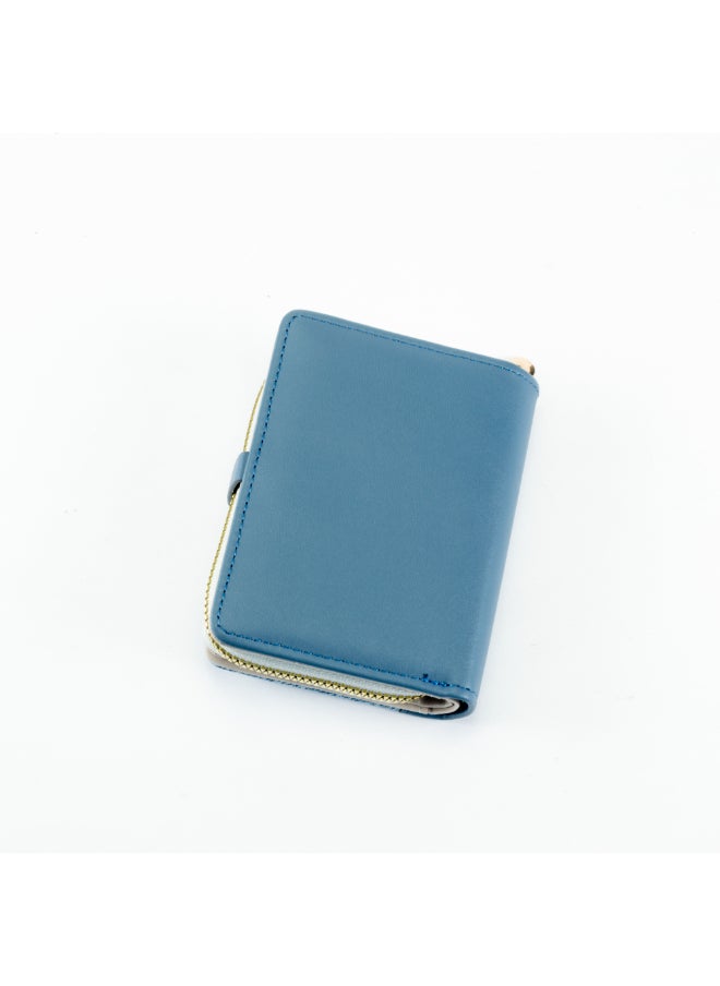 Generic Leather Flip Wallet & Card Holder with Multiple  Pockets and Zipped Pocket Blue  - Image 3