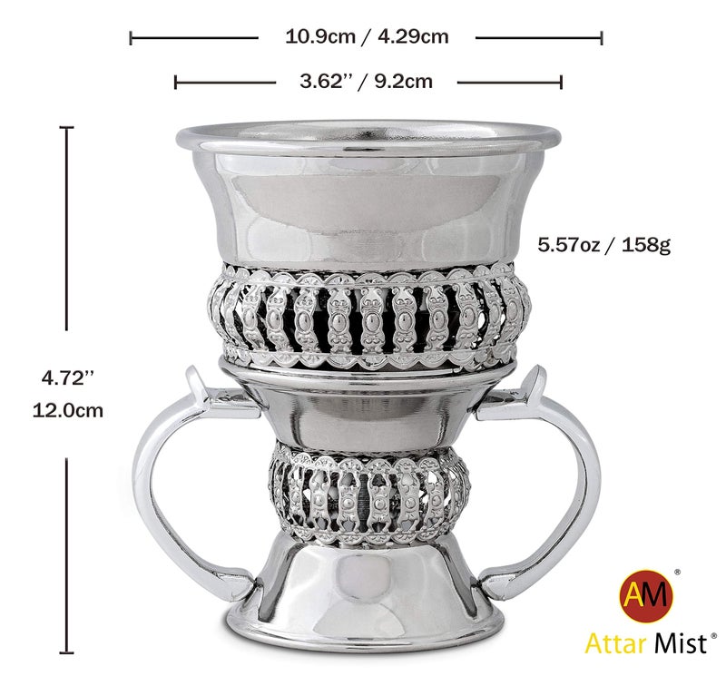AM Regal Metal Incense Burner - Bakhoor Burner Mubkhara â€“ Frankincense Resin Burner - Ideal for Yoga, Spa & Aromatherapy (Silver) - Image 2