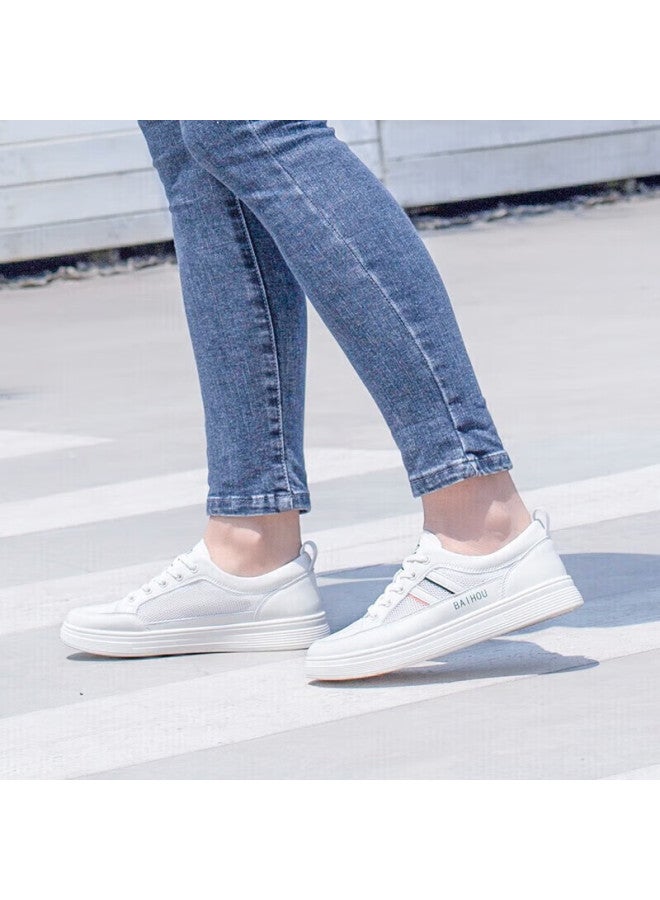 Baihou Summer Women's Mesh Sneakers Breathable Student White Shoes All-match Ladies Casual Shoes X-03 Beige Size 37 - Image 5