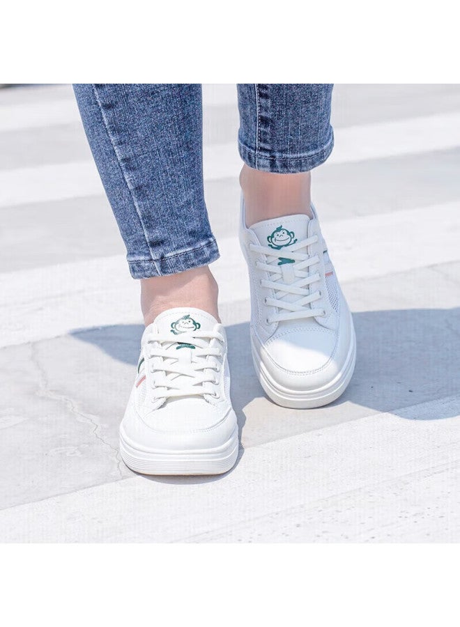 Baihou Summer Women's Mesh Sneakers Breathable Student White Shoes All-match Ladies Casual Shoes X-03 Beige Size 37 - Image 4