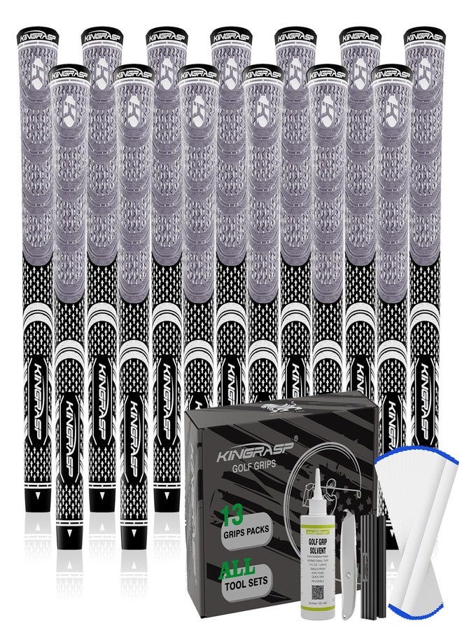 KINGRASP Premium Rubber Golf Grips 13 Pack, Anti-Slip，Super Stability,Cord Rubber, Golf Club Grips,Standard/Mid Size/Oversize, 13 Grips with All Kits - Image 1