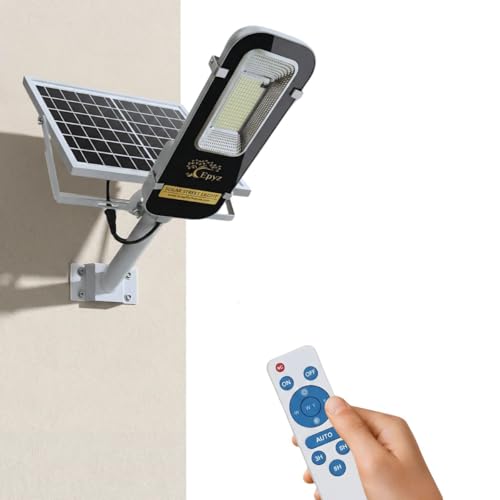 Epyz 50 Watt Semi-Integrated Solar Street Light Aluminium Body Outdoor with Remote and Dusk to Dawn for Garden, Street, Lawn [ 128LED, 6000mAh, Pack of 1, Cold White Light ] - Image 1