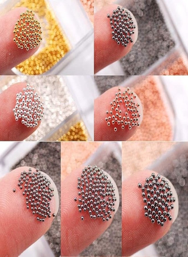 SPARKLING NAILON Sparkling 3D Nail Art Beads - Gold, Silver & Copper Metallic Balls in Random Shades | Nail Art Decoration, Jewelry Accessories for Manicure, Pedicure, DIY Nail Craft | Pack of 2 Circle Palettes - Image 5