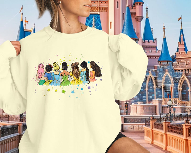 UNIQUEONE Magical Princess Sweatshirt for Women: Cute Magic Kingdom Princess Sweater Family Vacation Trip Pullover Tops Apricot - Image 4