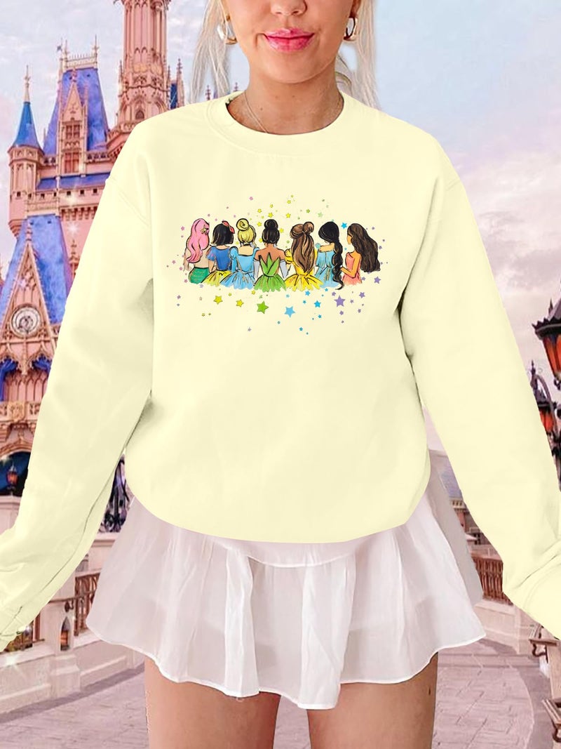 UNIQUEONE Magical Princess Sweatshirt for Women: Cute Magic Kingdom Princess Sweater Family Vacation Trip Pullover Tops Apricot - Image 2