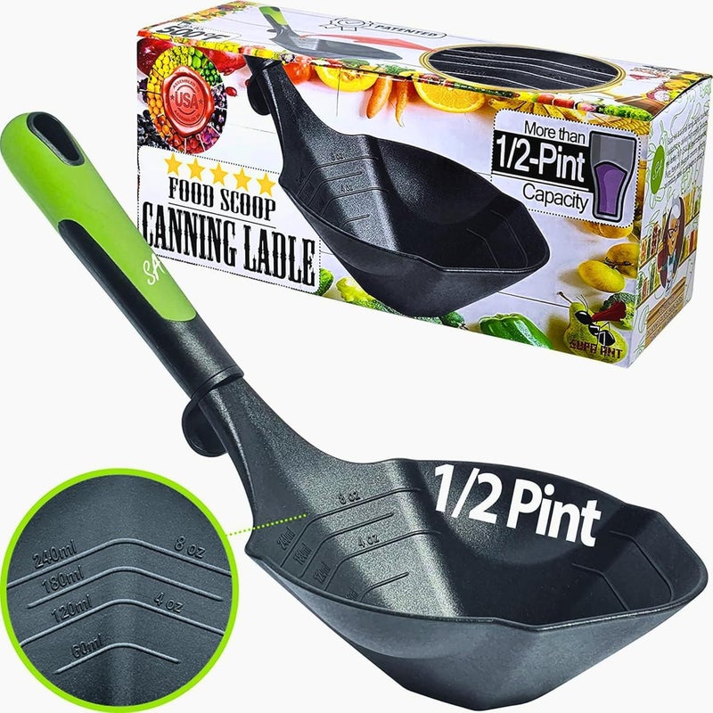 Supa Ant Soup Ladle for Kitchen - Canning Ladle with Pour Spout (8 oz) BPA free and Heat Resistant - Silicone Large Canning Scoop with Pot Clip and Hook Hole - Kitchen Ladel for Cooking - Image 1
