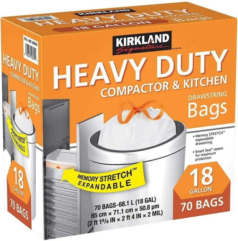 Kirkland Signature Compactor Kitchen Trash Bag with Gripping Drawstring Secure Full Size - Image 2
