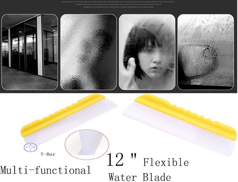 Forgrace 12 Inch Flexible Silicone Squeegee T-Bar Water Blade for Car or Home Glass Yellow Handle - Image 4