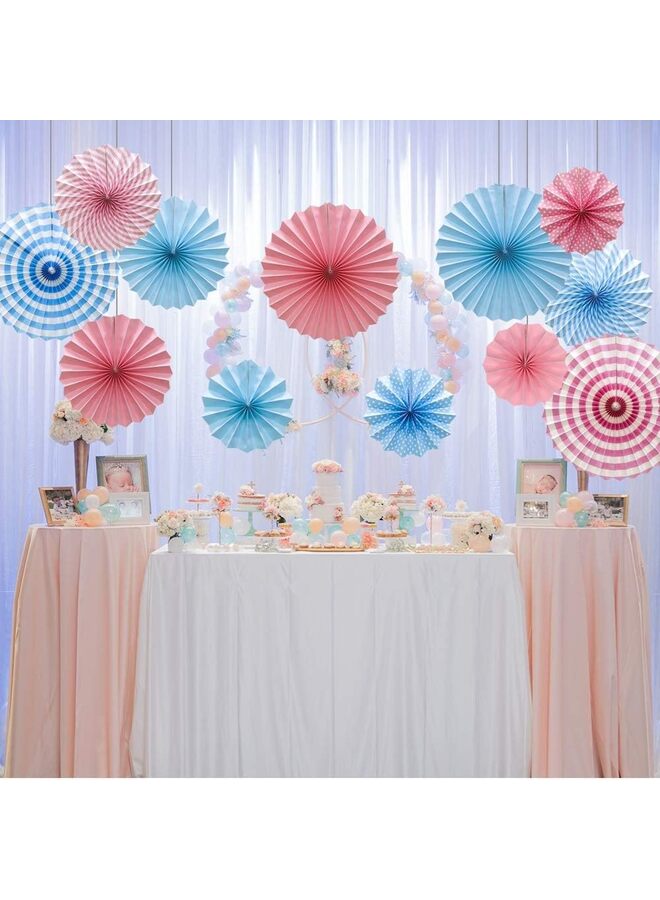 6pcs Party Hanging Paper Fans Set, Red Round Pattern Paper Garlands Decoration for Birthday Wedding Graduation Events Accessories(Pink)  - Image 4