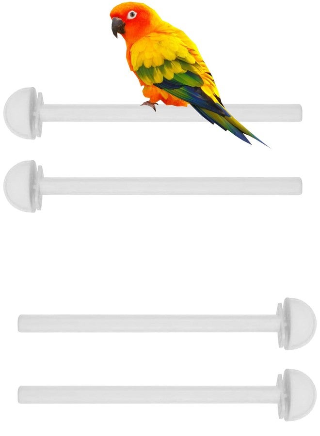 Mcage Lot of 4 Bird Parrot Cage Universal Heavy Duty Plastic Stand Perches Holders (8-Inch, White) - Image 1