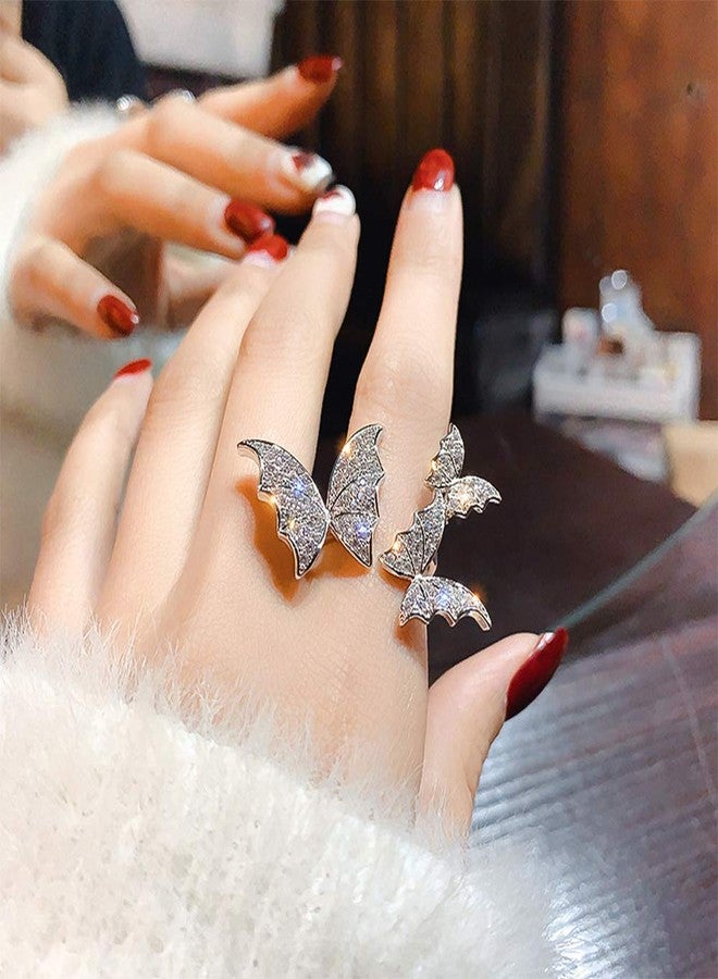Aimimier Cubic Zirconia Butterfly Ring Sparkling Crystal Bow-Knot Knuckle Ring Wedding Jewelry for Women - Image 3