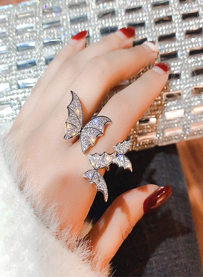 Aimimier Cubic Zirconia Butterfly Ring Sparkling Crystal Bow-Knot Knuckle Ring Wedding Jewelry for Women - Image 2