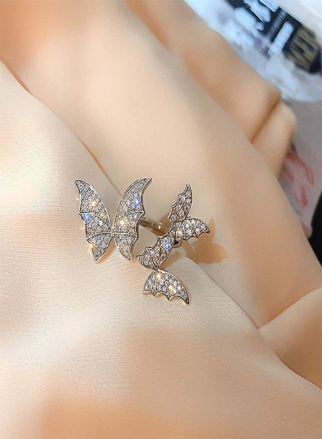 Aimimier Cubic Zirconia Butterfly Ring Sparkling Crystal Bow-Knot Knuckle Ring Wedding Jewelry for Women - Image 4