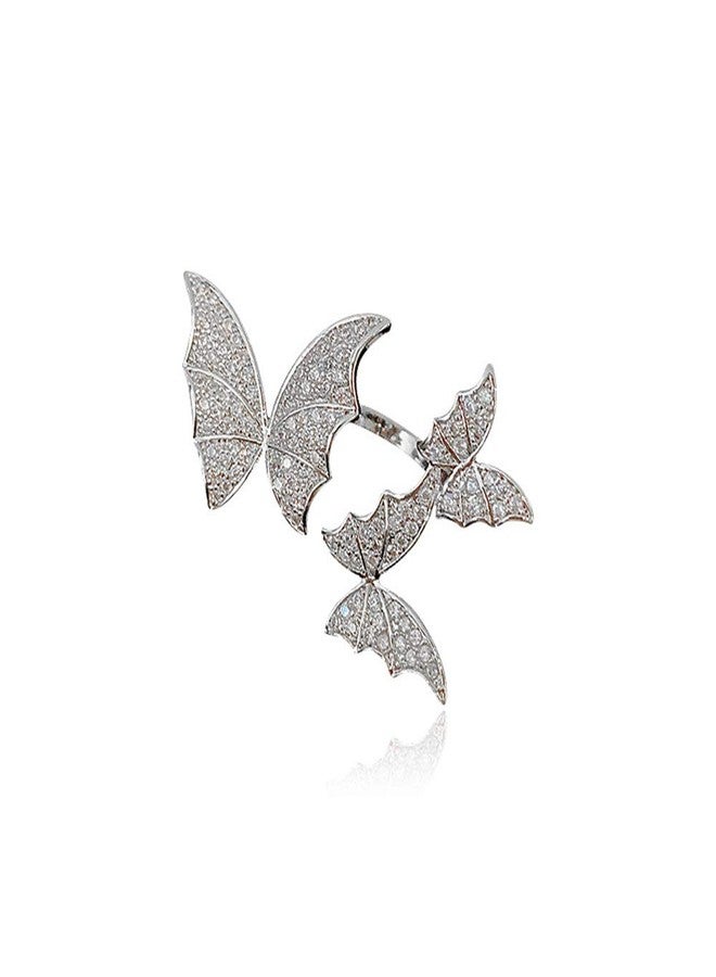Aimimier Cubic Zirconia Butterfly Ring Sparkling Crystal Bow-Knot Knuckle Ring Wedding Jewelry for Women - Image 5