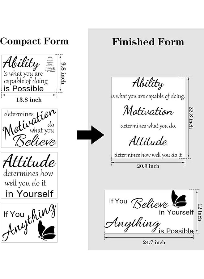 erorex 2 Sheets Vinyl Wall Quotes Stickers Ability Motivation Attitude Believe In Yourself Inspirational Saying Home Decals Quote Home Decor For Office School Classroom Teen Dorm Room Wall Decal Black  - Image 2