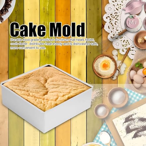 RINKLE TRENDZ Aluminium Square Cake Mould Cake Pan Cake Tin Tray 8 Inches For Baking 1 Kg - 1000 Grams In Oven,Silver - Image 5