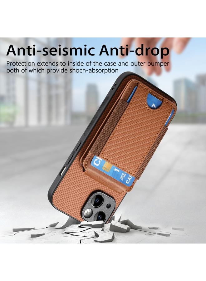 S-TOP Case For iPhone 14 Carbon Fiber Vertical Flip Wallet Stand Phone Case - Image 3