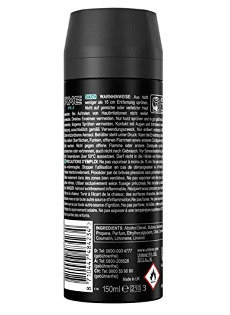 Axe Apollo Fresh Body Spray Deodorant 150ml (Pack of 6)  - Image 3