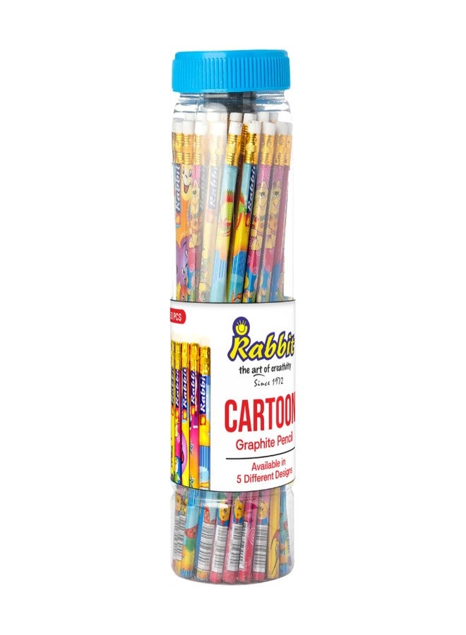 Artiggle Cartoon Picture Pencils Set of 50 in Jar for Kids | Best HB Writing Drawing Pencils | Cute Printed Pencils for Kids | School Study Supplies | Best Return Gifts for Boys and Girls - Image 1