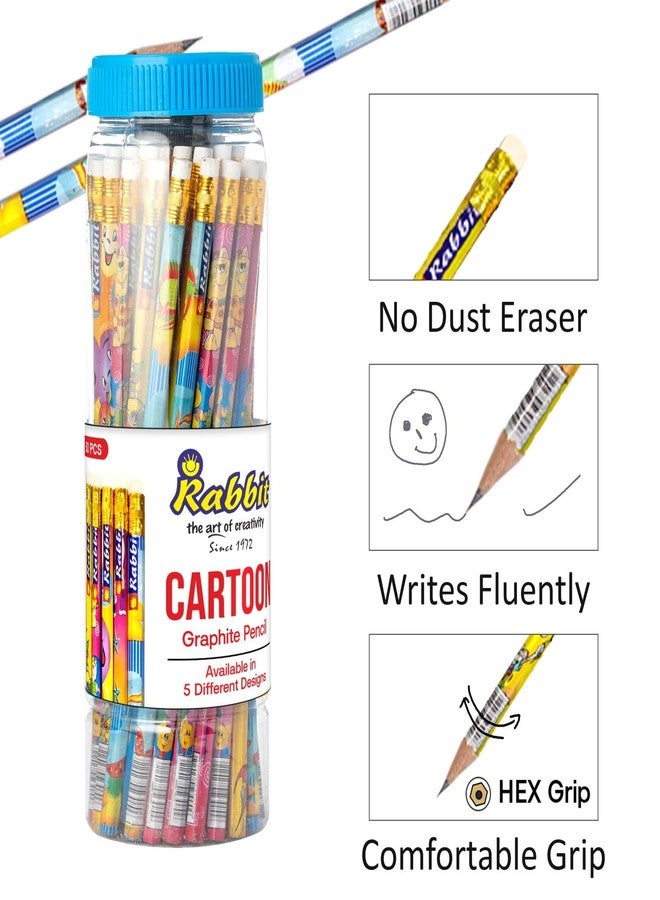 Artiggle Cartoon Picture Pencils Set of 50 in Jar for Kids | Best HB Writing Drawing Pencils | Cute Printed Pencils for Kids | School Study Supplies | Best Return Gifts for Boys and Girls - Image 3