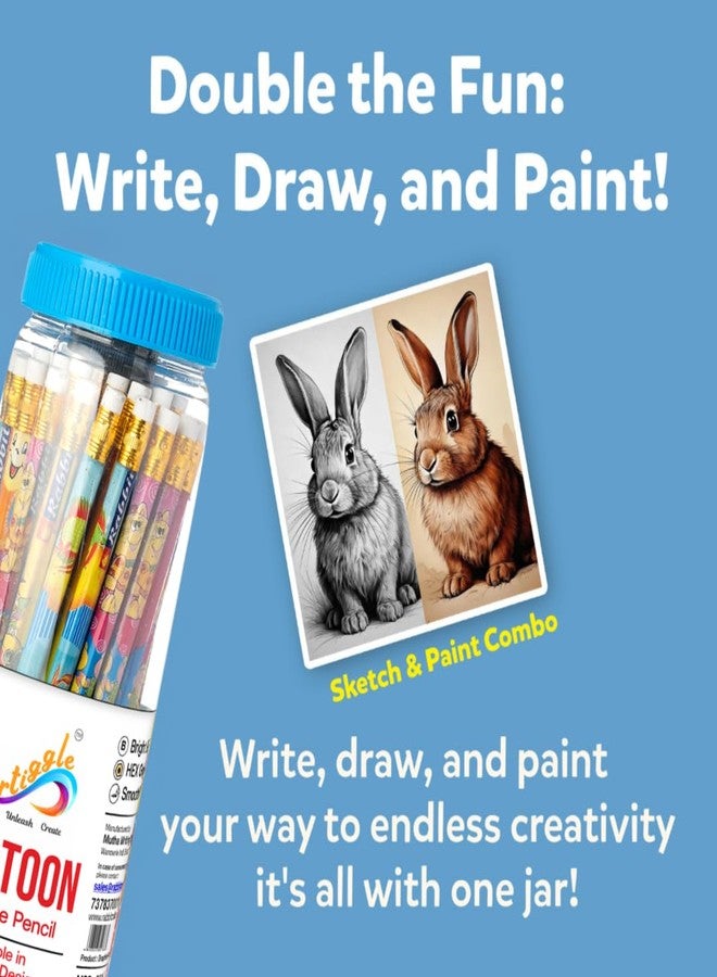 Artiggle Cartoon Picture Pencils Set of 50 in Jar for Kids | Best HB Writing Drawing Pencils | Cute Printed Pencils for Kids | School Study Supplies | Best Return Gifts for Boys and Girls - Image 5