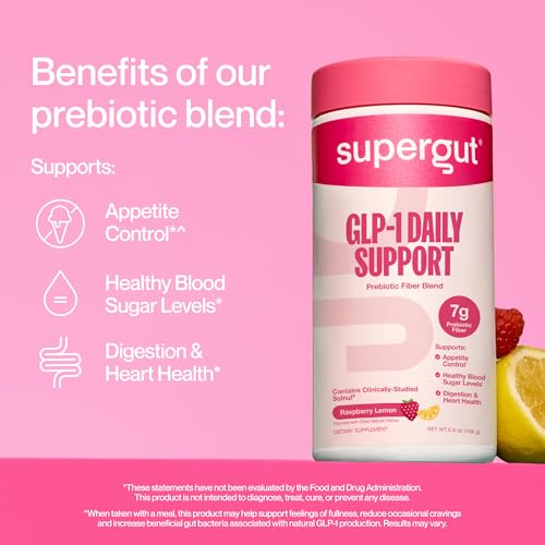 Supergut GLP1 Daily Support Raspberry Lemon High Fiber GLP1 Supplement Powder for Women Men SugarFree Drink Mix for Gut Health Digestive Support 18 Servings - Image 5