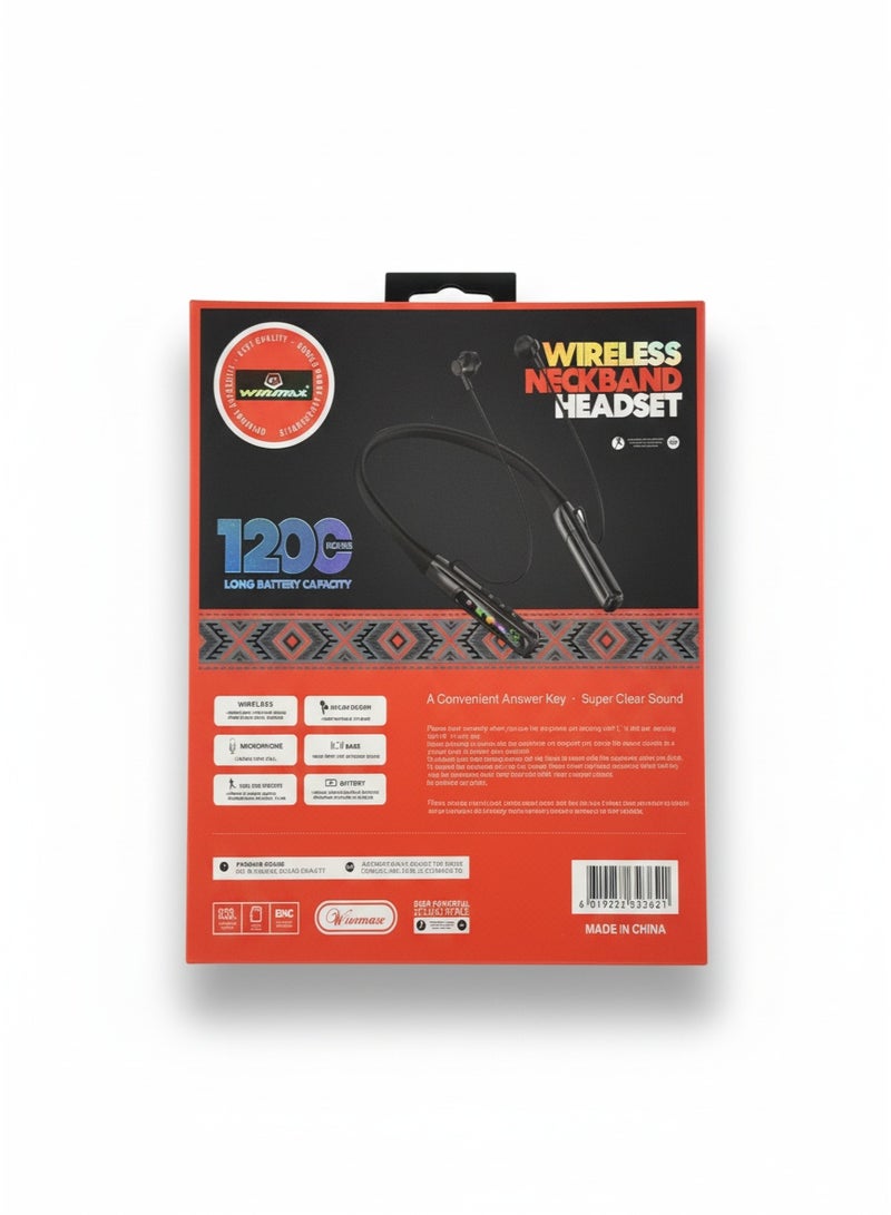 Winmax Wireless Neckband with Quick Charge Long Battery life And Bluetooth LX-591 - Image 2