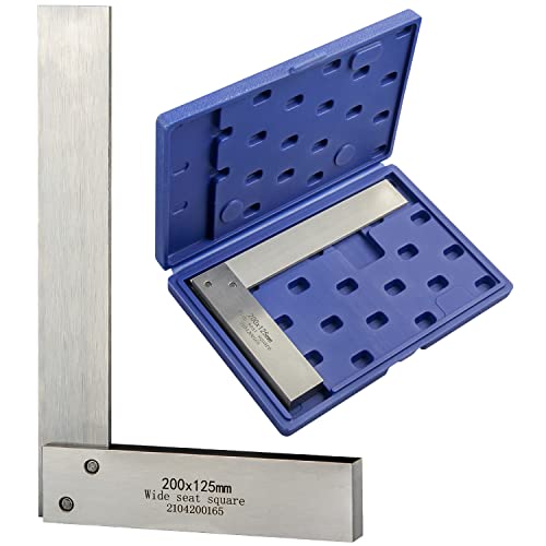 Boomgood Machinist Square Precision Engineer Wide Seat Square 90 Right Angle Ground Hardened Steel Angle Ruler 7.9 x 5 Inch - Image 1