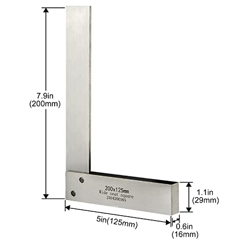 Boomgood Machinist Square Precision Engineer Wide Seat Square 90 Right Angle Ground Hardened Steel Angle Ruler 7.9 x 5 Inch - Image 3