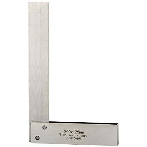 Boomgood Machinist Square Precision Engineer Wide Seat Square 90 Right Angle Ground Hardened Steel Angle Ruler 7.9 x 5 Inch - Image 2
