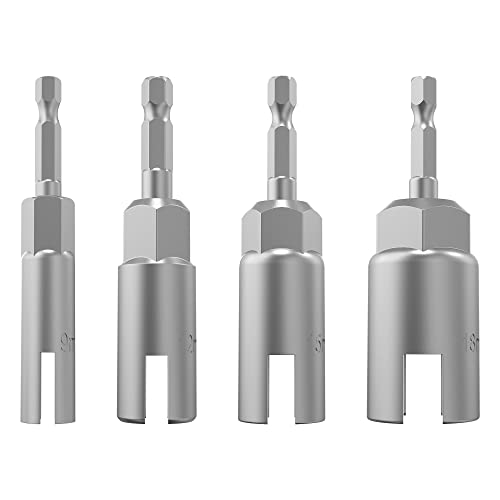 Monliful 4 Pack (9mm,12mm,15mm,18mm) 1/4 Inch Hex Shank Nut Driver, Power Wing Nut Driver Set Bit Socket Wrenches Tools Set Slot Wing Nuts Drills Bits for Panel Nuts Screws Eye C Hook Bolt - Image 1