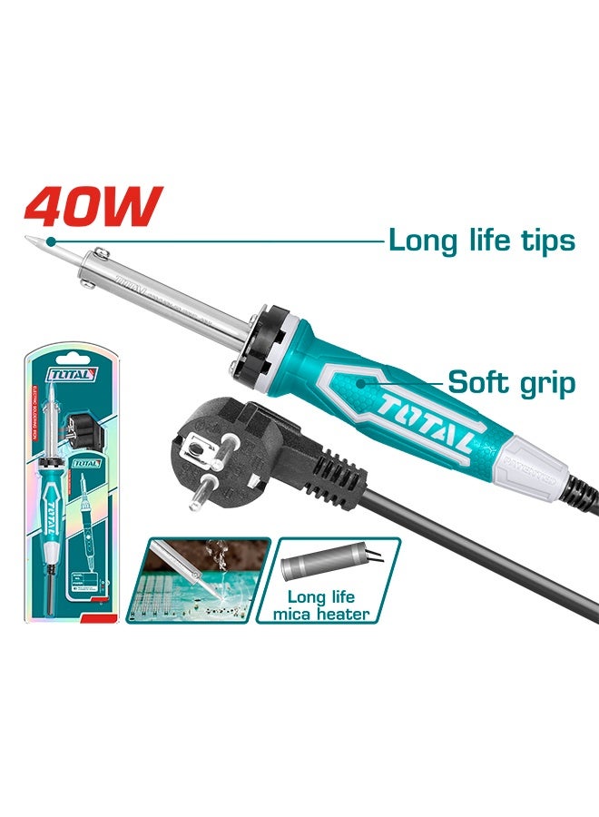 توتال تولز مكواة لحام كهربائية صناعية توتال بقوة ٤٠ واط | ٢٢٠-٢٤٠ فولت | تسخين سريع | رأس قابل للاستبدال | أداة لحام دقيقة للإصلاحات المنزلية والكهربائية والإلكترونية - Image 2
