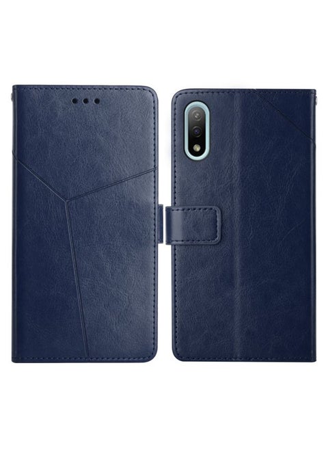 Case Cover For For Sony Xperia Ace II Y Stitching Horizontal Flip Leather Phone Case with Holder & Card Slots & Wallet & Photo Frame(Blue)