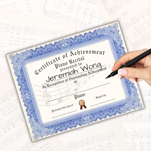 Lashicorn Piano Recital Certificate of Achievement Award | 50 pk 8.5x11” Recital Completion for Student Music Lessons Bulk Merit Blank Paper Orchestra Recognition Instrument - Image 4