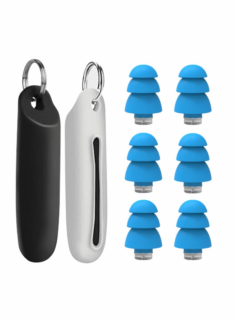 SYOSI Reusable Silicone Ear Plugs, 3 Pairs Waterproof Noise Cancelling Ear Plugs, Perfect for Sleep, Work, Study, Swimming, Concerts Noise Reduction, Comfortable Hearing Protection (Blue)  - Image 1