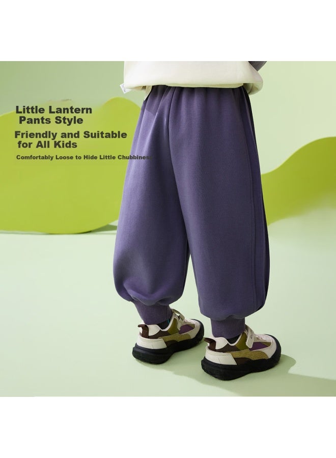 Ask Junior Kids Pants Boys Spring Lantern Pants Tencel Soft Skin-friendly Casual Trousers Purple 120 - Image 2