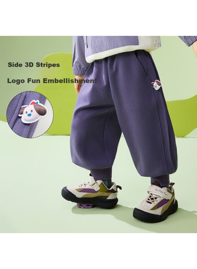 Ask Junior Kids Pants Boys Spring Lantern Pants Tencel Soft Skin-friendly Casual Trousers Purple 120 - Image 3