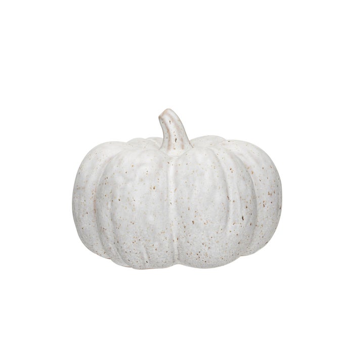 STONEWARE PUMPKIN DECOR WITH REACTIVE GLAZE CREAM