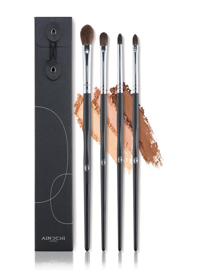 ENERGY Eye Makeup Brush Set 4PCS Professional Eyeshadow Blending Brushes Kit for Eyes Liquid Cream Powder Makeup Up Soft Fluffy Natural Goat Hair for Shader,Smudge,Crease Applicator with Travel Cover - Image 1