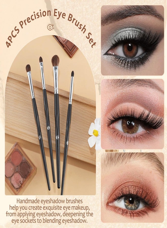 ENERGY Eye Makeup Brush Set 4PCS Professional Eyeshadow Blending Brushes Kit for Eyes Liquid Cream Powder Makeup Up Soft Fluffy Natural Goat Hair for Shader,Smudge,Crease Applicator with Travel Cover - Image 4