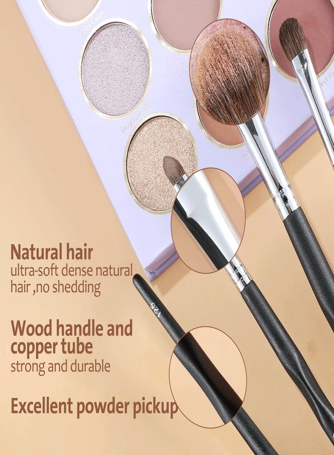 ENERGY Eye Makeup Brush Set 4PCS Professional Eyeshadow Blending Brushes Kit for Eyes Liquid Cream Powder Makeup Up Soft Fluffy Natural Goat Hair for Shader,Smudge,Crease Applicator with Travel Cover - Image 3